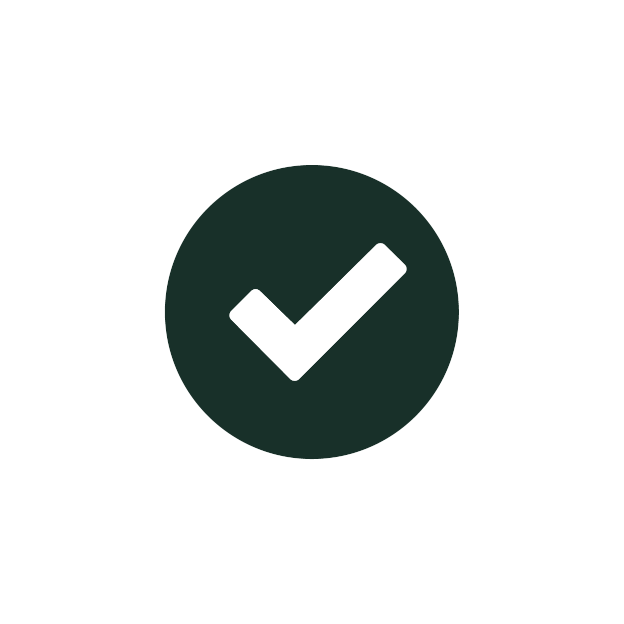 Green circular badge with a black checkmark inside, indicating approval or confirmation.