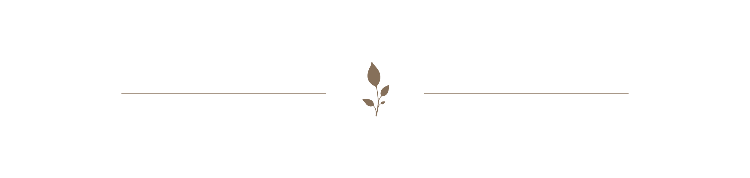 Minimalist logo with the word 'Farmhouse' and a small plant icon in the center, flanked by two horizontal lines.