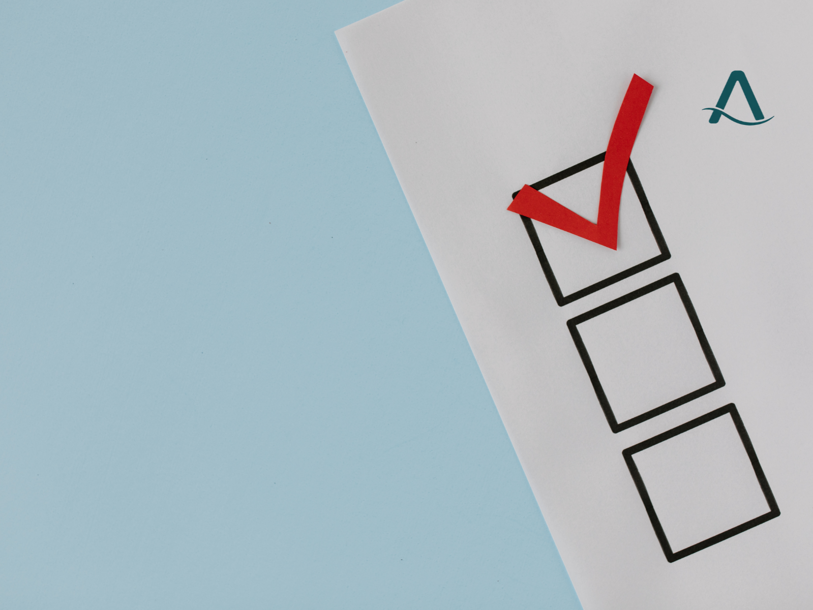 A checklist with a red check mark in the top box.