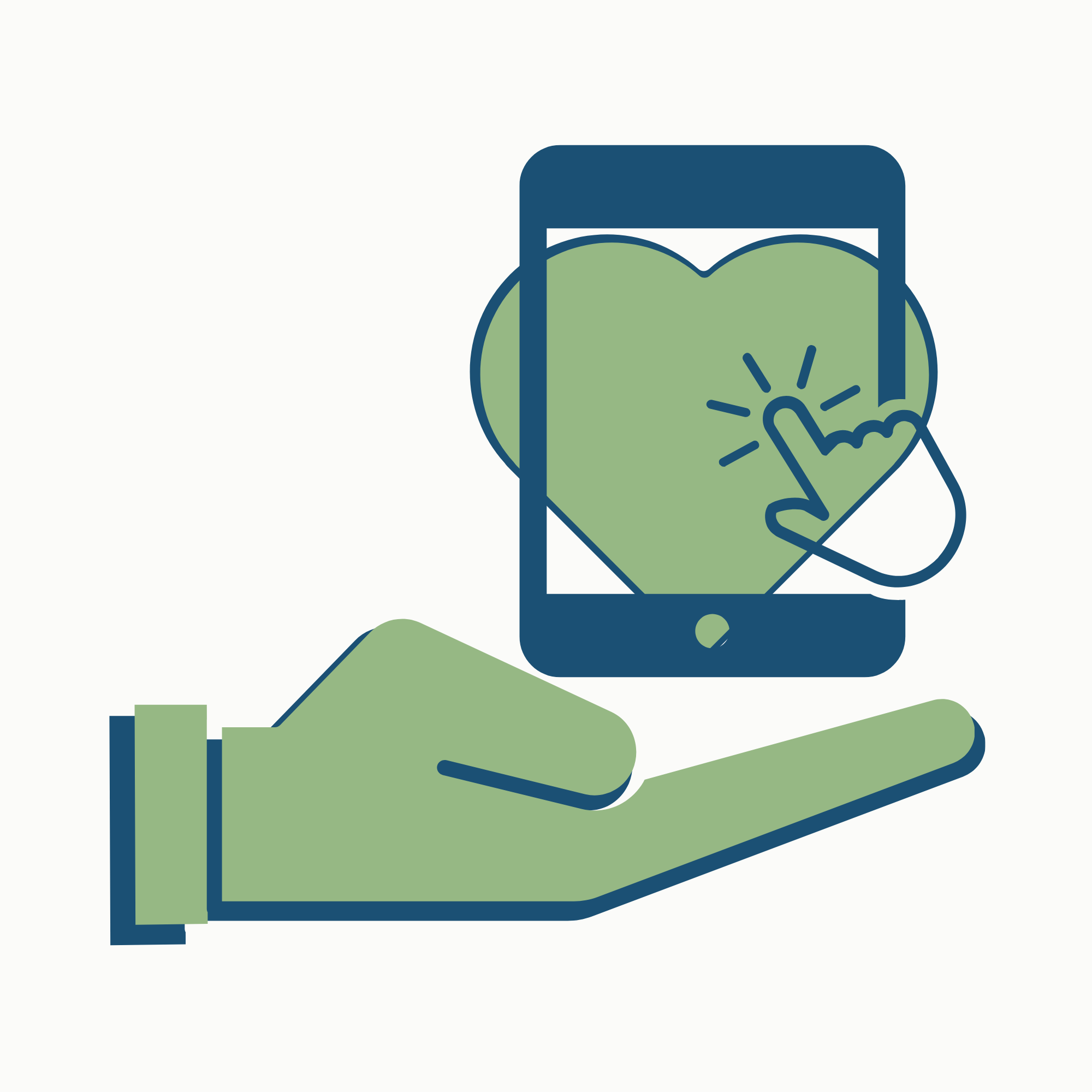 Hand upholding a smartphone with a heart in the background to represent supporting 200 people through digital skills training.
