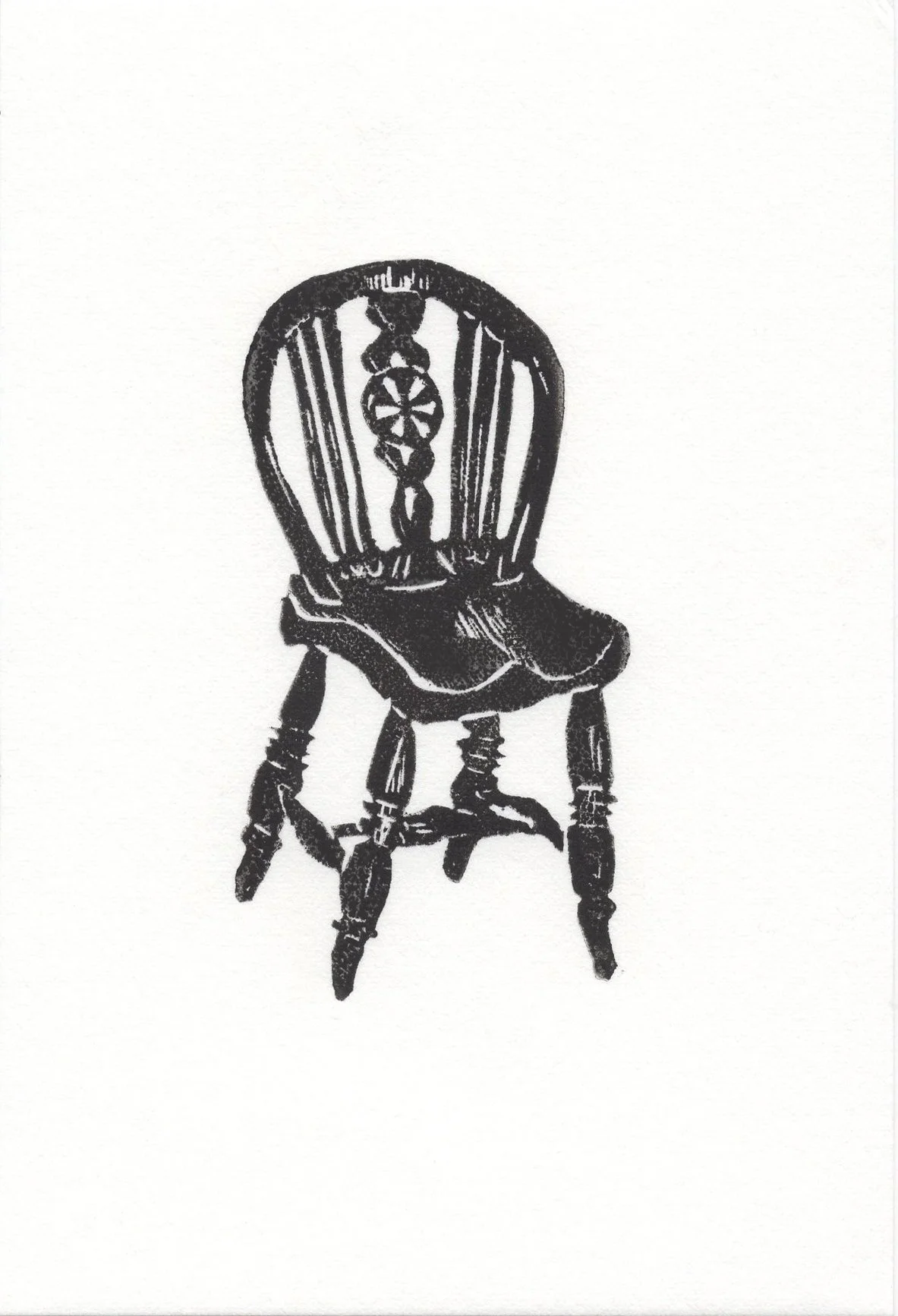 Wheelback Chair - linoprint on bamboo paper, 2024