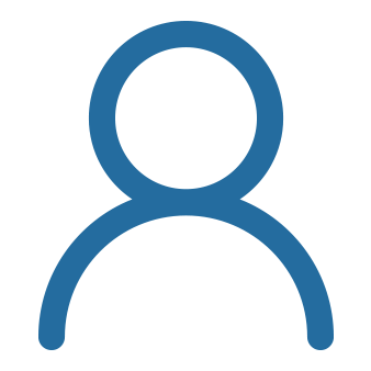 Icon of a person outline in blue symbolising personalised approach