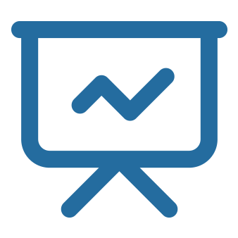 A presentation board with an upward trending arrow indicating growth or progress symbolising growth and tailored solutions