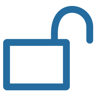 Outline of an open padlock symbol in blue, with the shackle partially open, symbolising unlocking potential.
