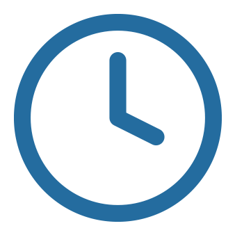 A blue clock smbolising flexible therapy sessions