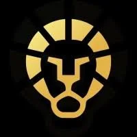 A stylized gold lion's head logo with a dark background.
