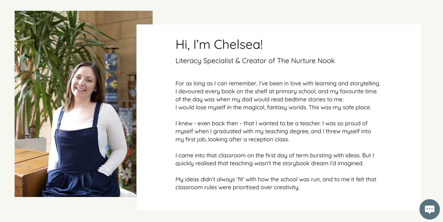 Brand coaching & storytelling services for Chelsea Ward, founder of the Nurture Nook