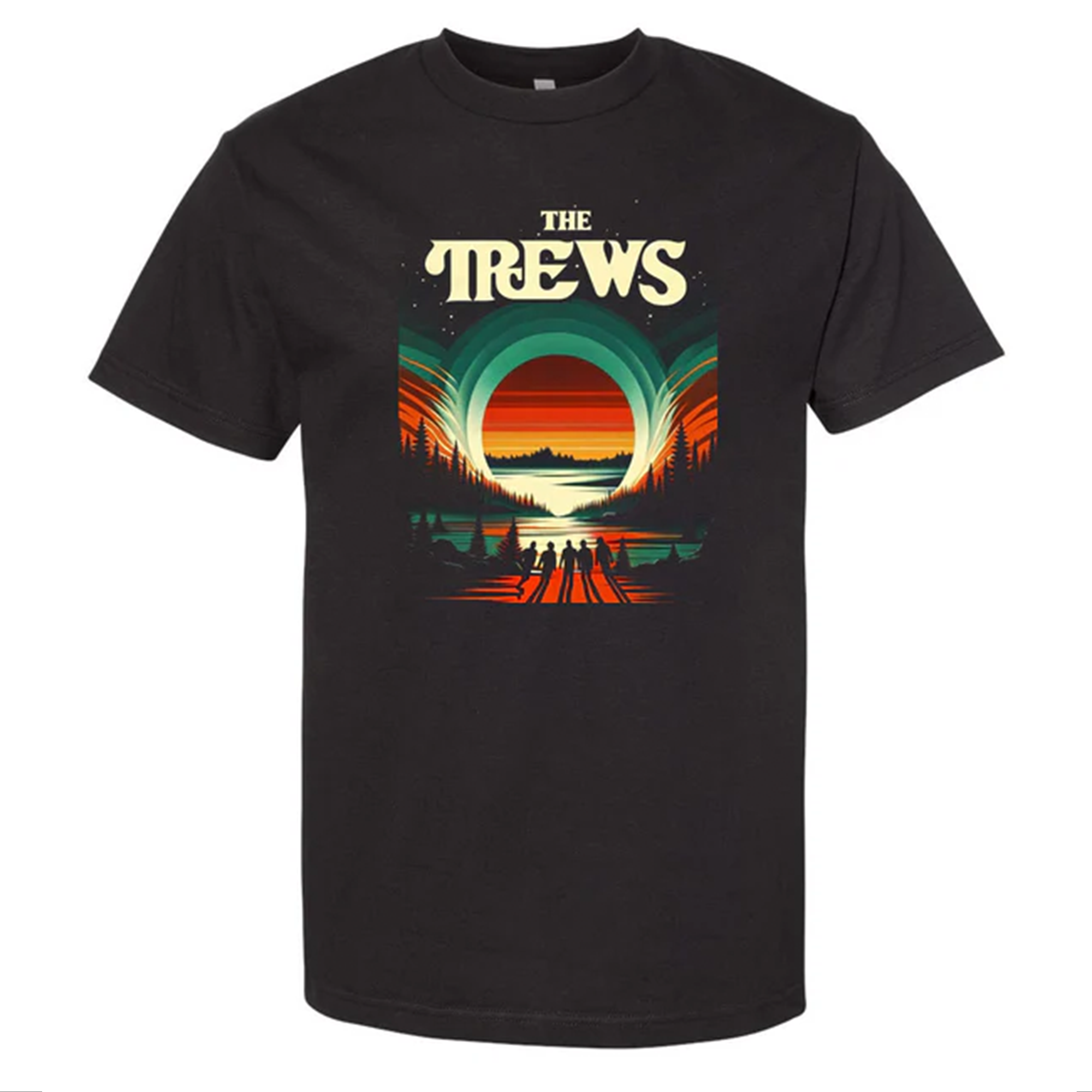 Black T-shirt with a official poster graphic design.