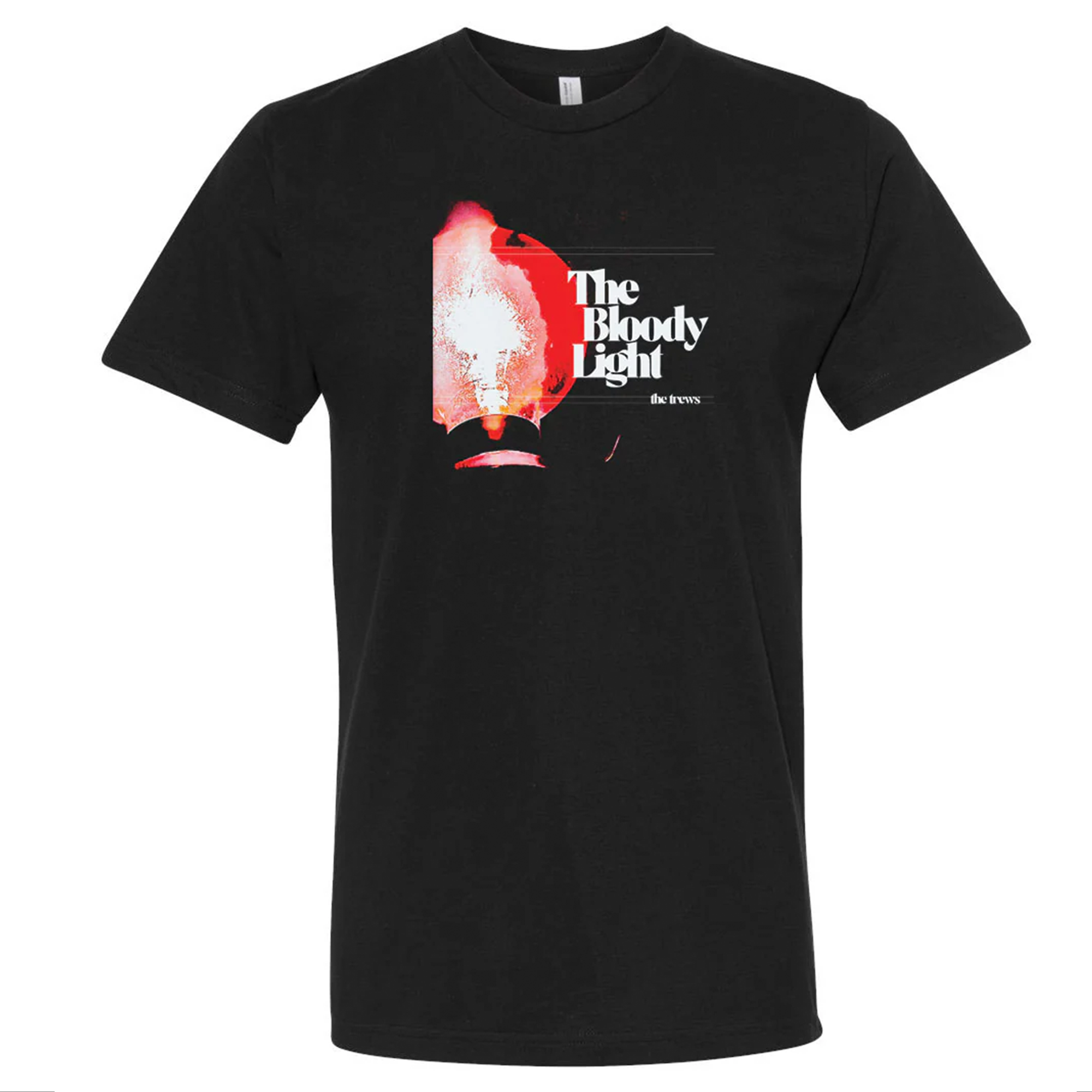 Black T-shirt featuring a graphic of a red and white lantern with the text "The Bloody Light" and "the graves".