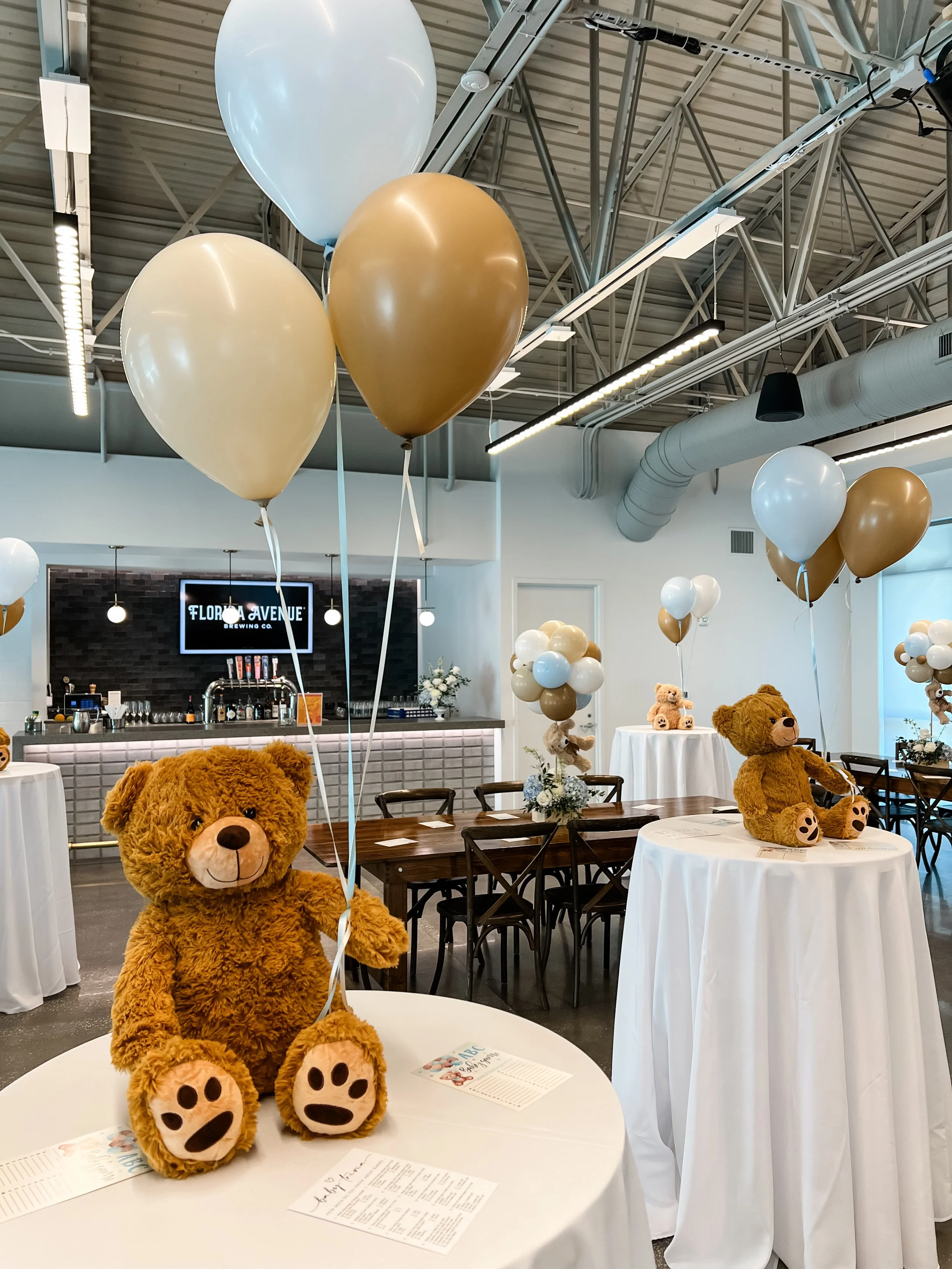 Balloon and floral centerpieces for baby shower in Tampa Bay