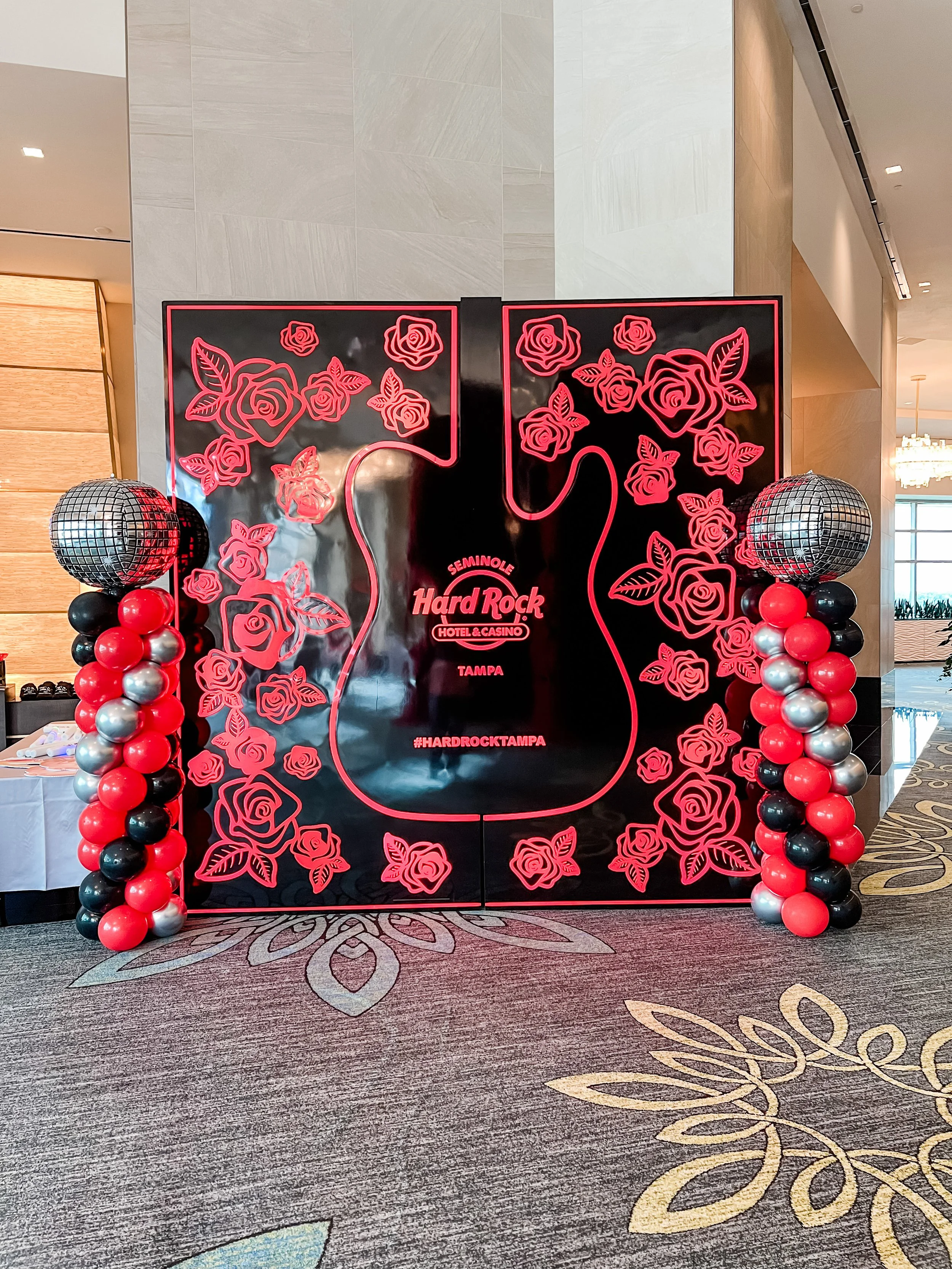 Traditional Spiral Balloon Columns for an event at The Hard Rock. 