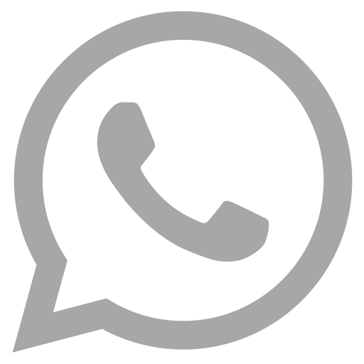 Gray WhatsApp logo with a phone receiver inside a speech bubble.