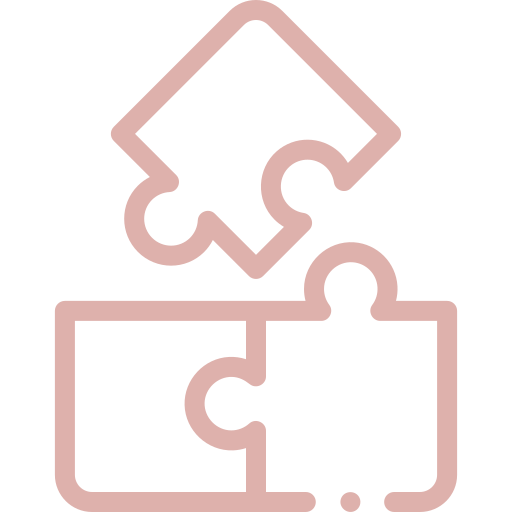 Empty puzzle pieces with a light pink outline.