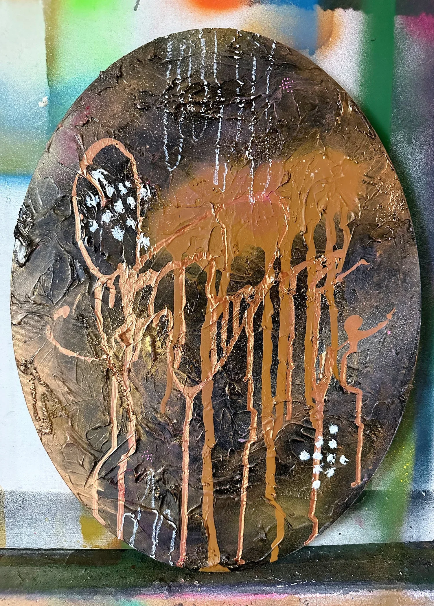 Introspection

Mixed Media Acrylic and Oil on Stretched Canvas

Size: 30.5cm x 40.6cm Diameter
