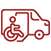 Accessible paratransit vehicle icon showing a passenger using a wheelchair.
