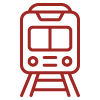 Passenger rail vehicle icon representing fire detection and monitoring solutions for rail operations.
