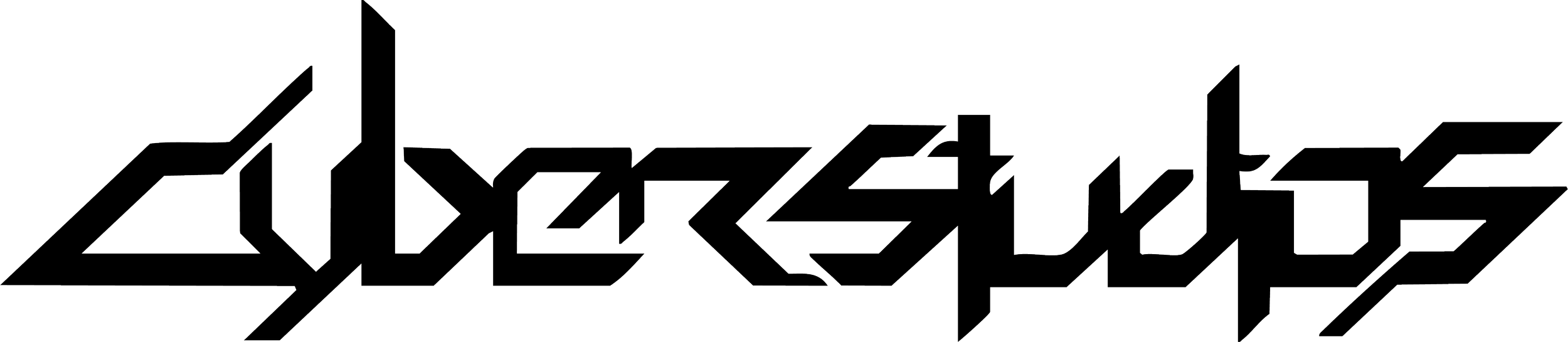 Stylized text that reads 'CYBER STUDIOS' in a geometric, angular font with a black background.