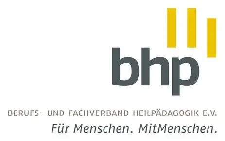 Logo of BHP, a professional association for educational and therapeutic pedagogues, with the tagline "For People. With People."