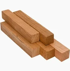 Four wooden rectangular dowels stacked together.