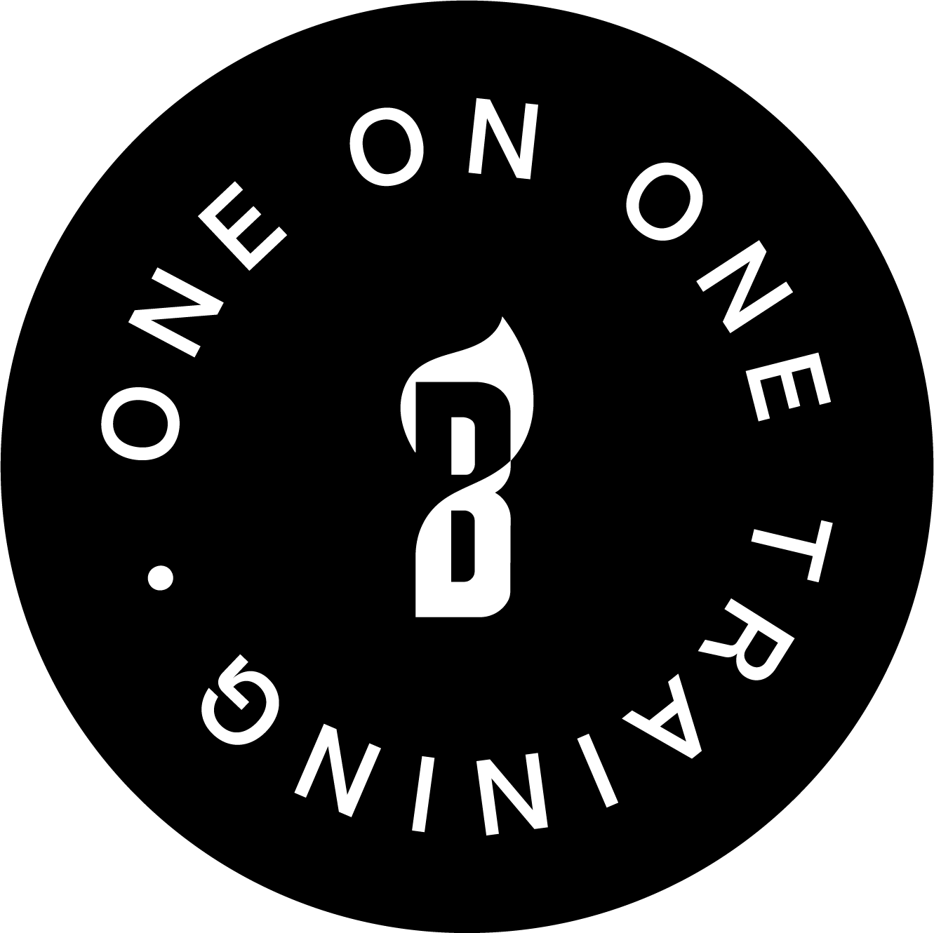 Black background with the words 'ONE ON THE GROUND' in a circular layout and a white logo in the center featuring a question mark combined with a stylized 'D'.