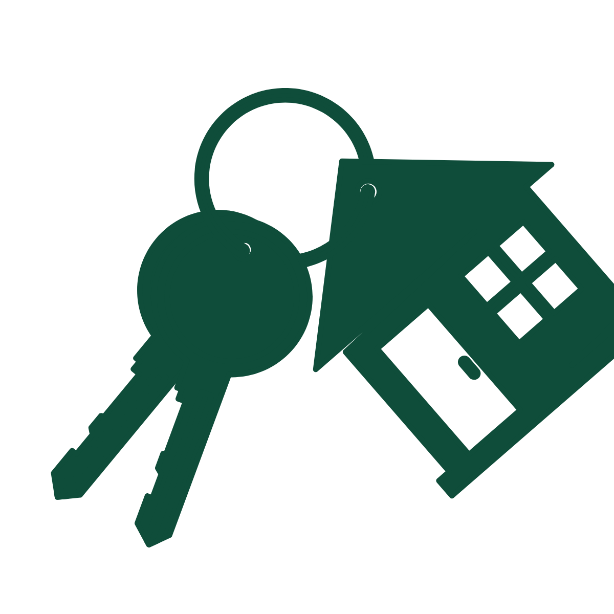 Illustration of keys attached to a house-shaped keychain.
