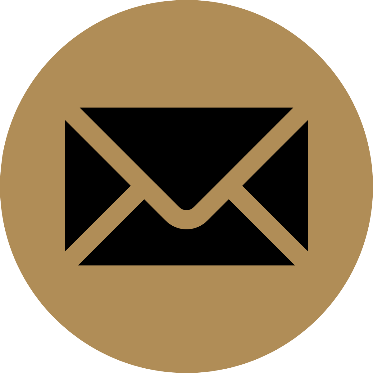 Icon of an envelope, indicating email or messaging, inside a gold circle.