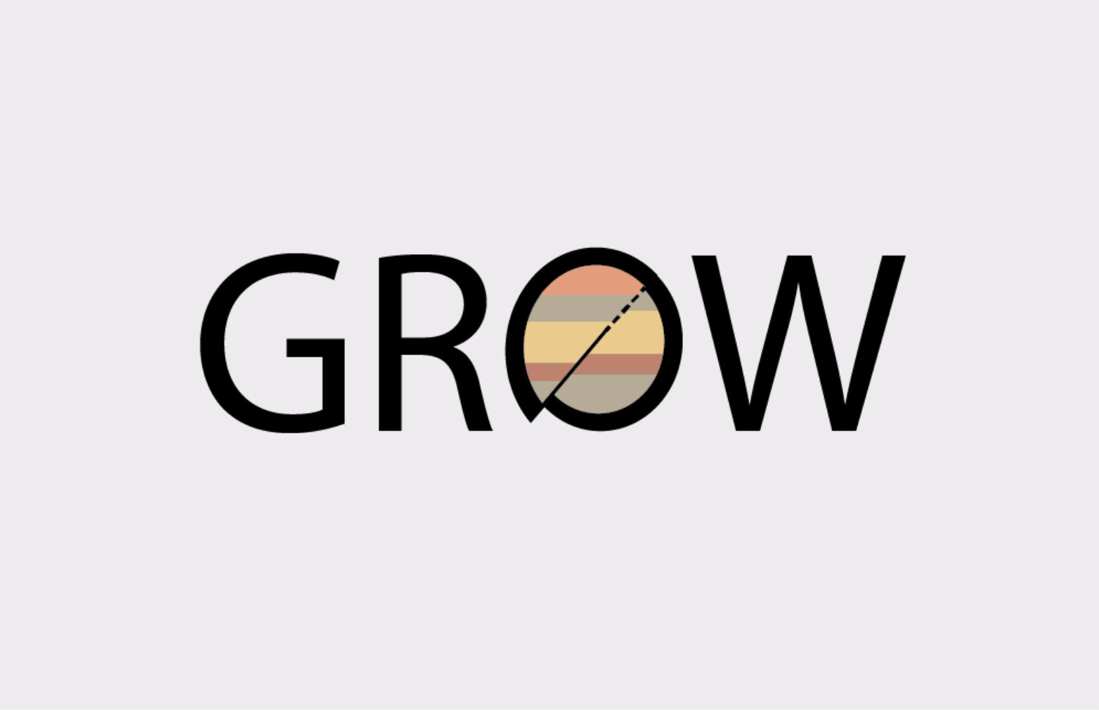The word 'GROW' in black letters with the 'O' replaced by a speedometer gauge indicating growth or increase.