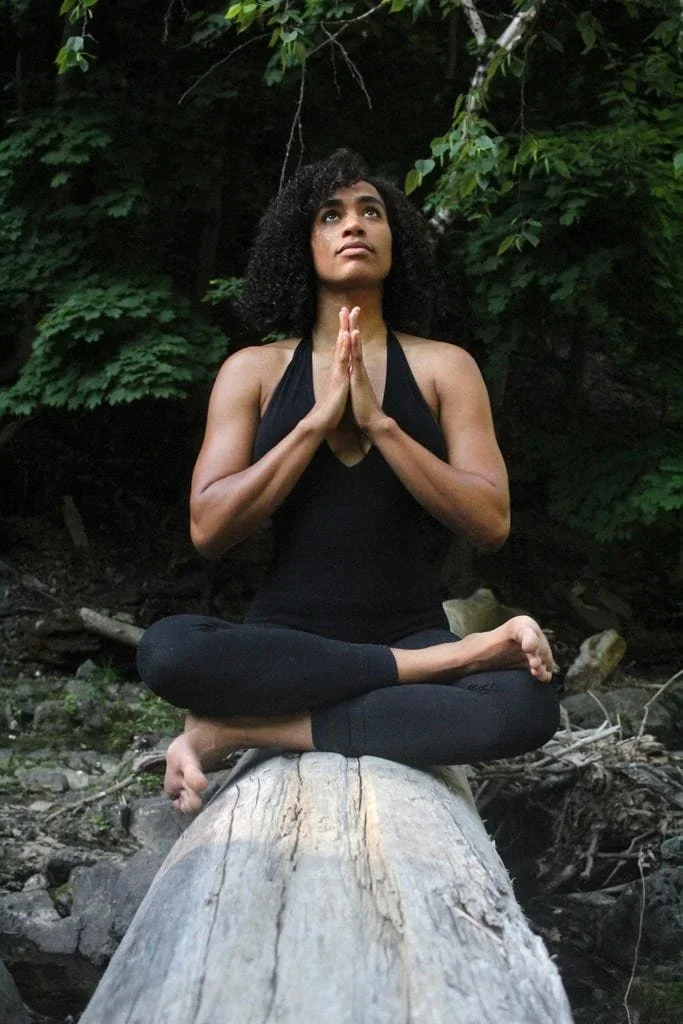 Victoria Rutledge, yoga teacher and death doula, in practice