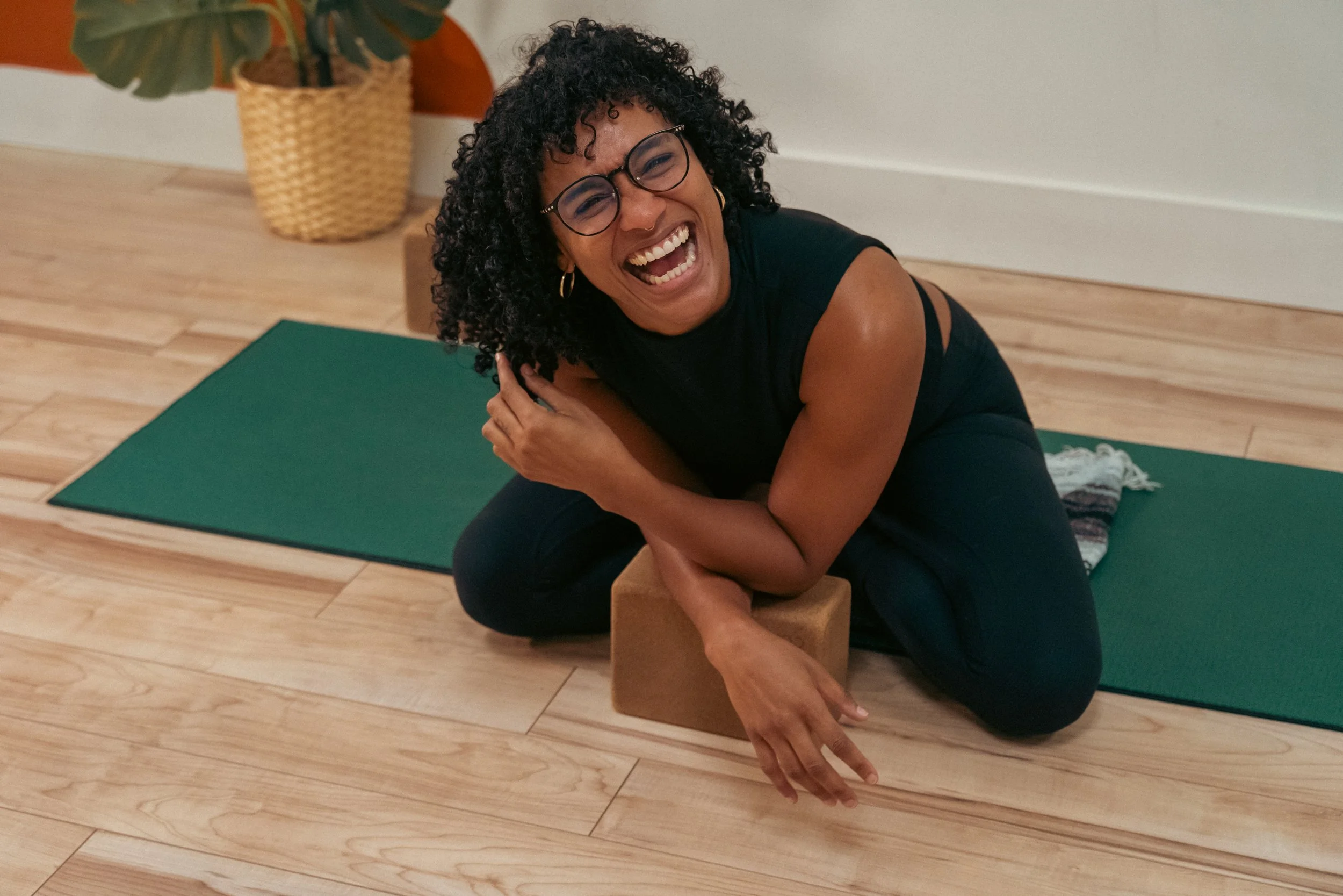 Victoria Rutledge, yoga teacher and death doula, in practice