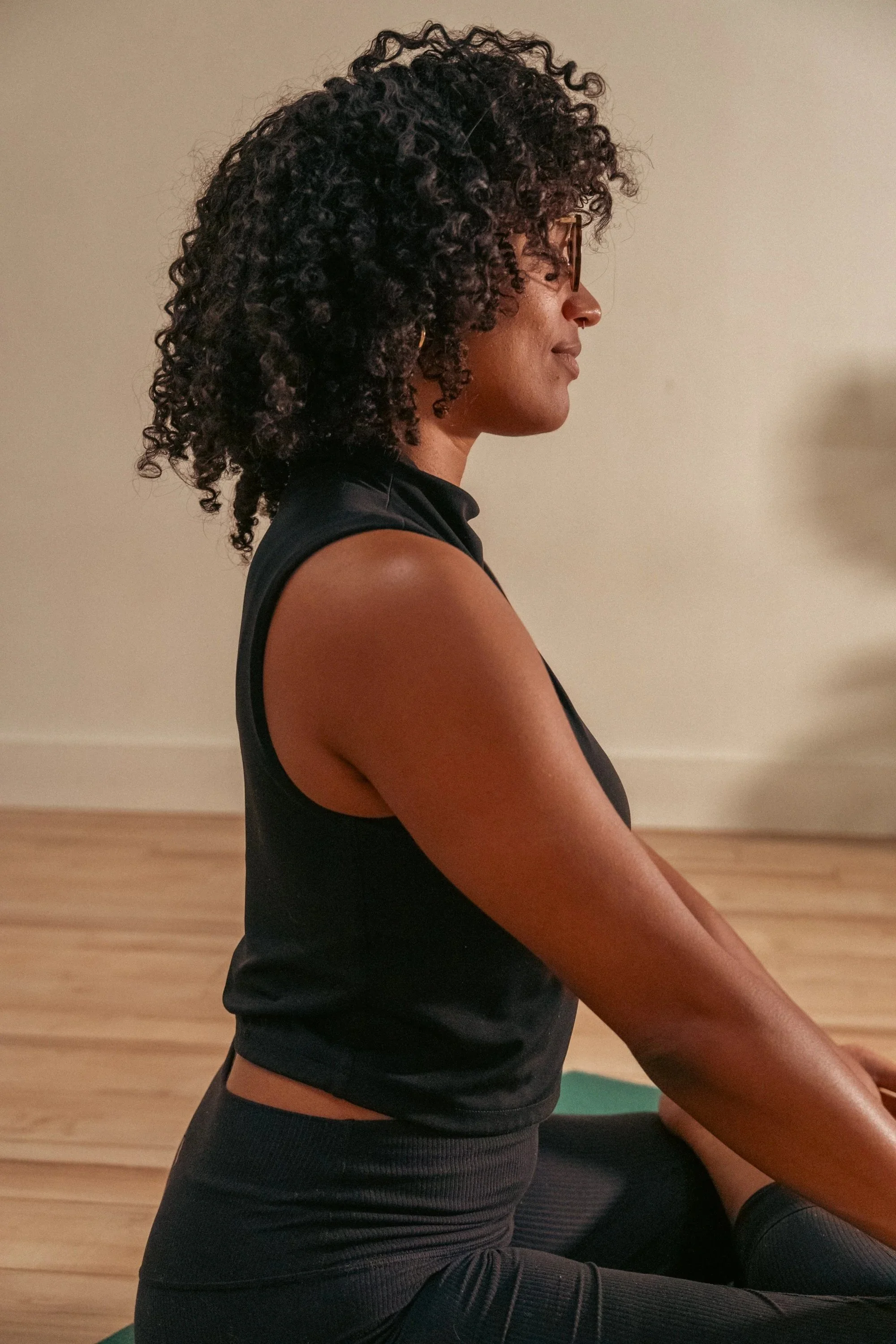 Victoria Rutledge, yoga teacher and death doula, in practice