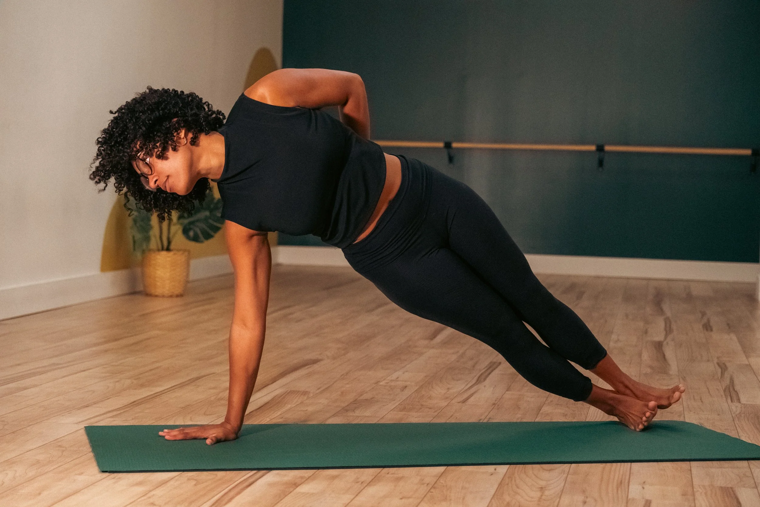 Victoria Rutledge, yoga teacher and death doula, in practice