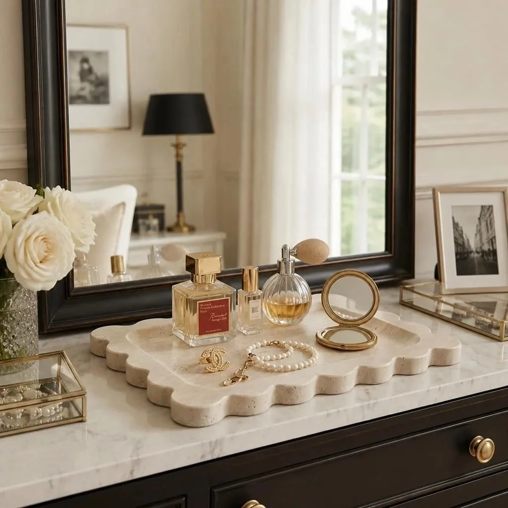 Elevate Your Space with the Romano Travertine Vanity Tray