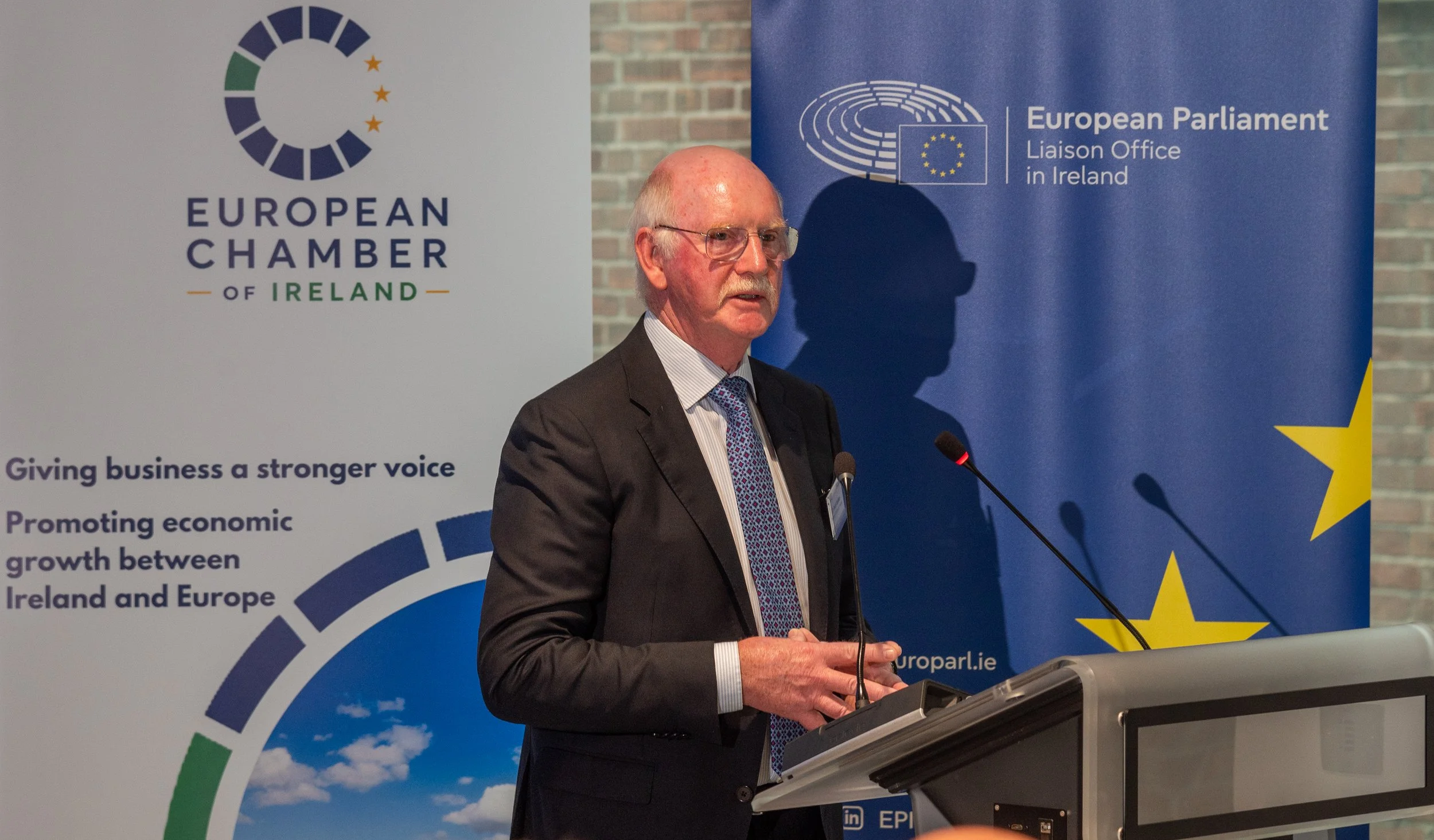 Dr Jack Golden speaking at European Chamber of Ireland event in the European Parliament Liaison Office in Ireland.
