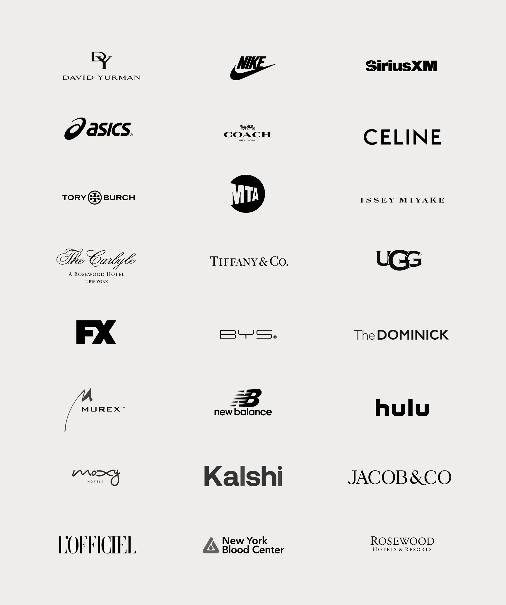 Companies Stable Pictures work with, including David Yurman, Tiffany and Co., BYS, Fanatics, Nike, New Balance, FX, Sirius XM, FX, Ground Up, and more.