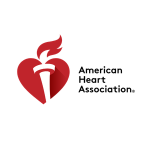 Graphic of a red heart with a white torch in the center, resembling the American Heart Association logo.