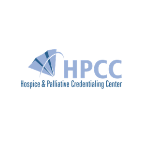Logo for Hospice & Palliative Credentialing Center (HPCC) with a stylized blue umbrella and the organization name.