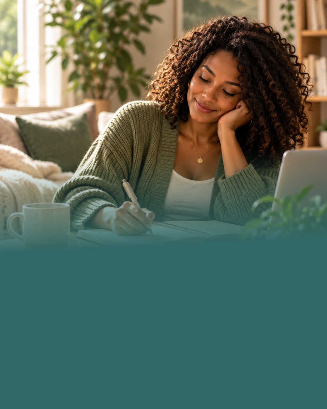 Beyond Capacity Therapy black woman having online therapy writing down