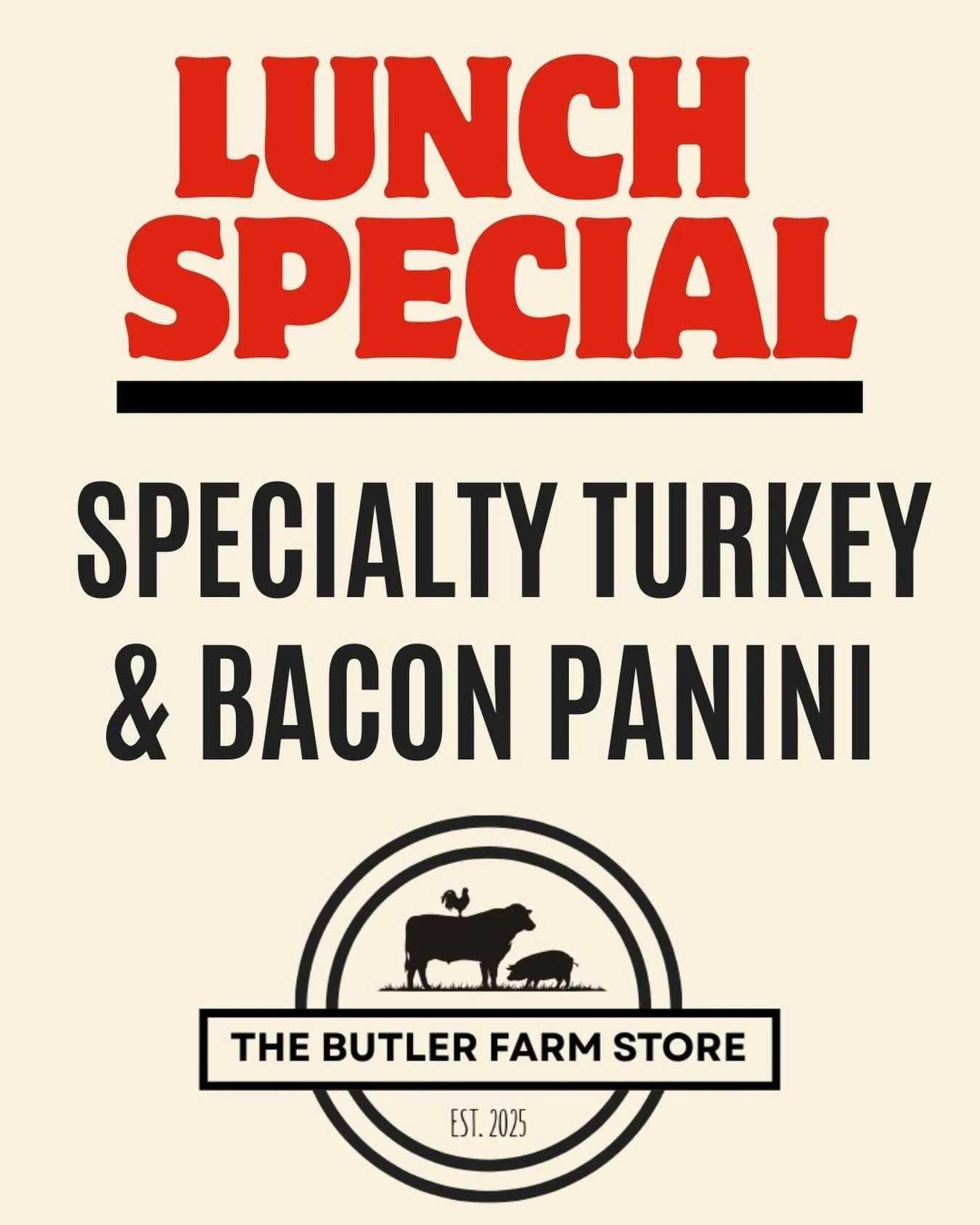 🚨SPECIAL ANNOUNCEMENT! 🚨
&bull;
This week at The Butler Farm Store, our sandwich special is one you won&rsquo;t want to miss!

✨ Specialty Turkey &amp; Bacon Panini
🥑 Avocado
🧀 Swiss cheese
🍅 Atwater&rsquo;s Tomato jam
&bull;
Available today thr