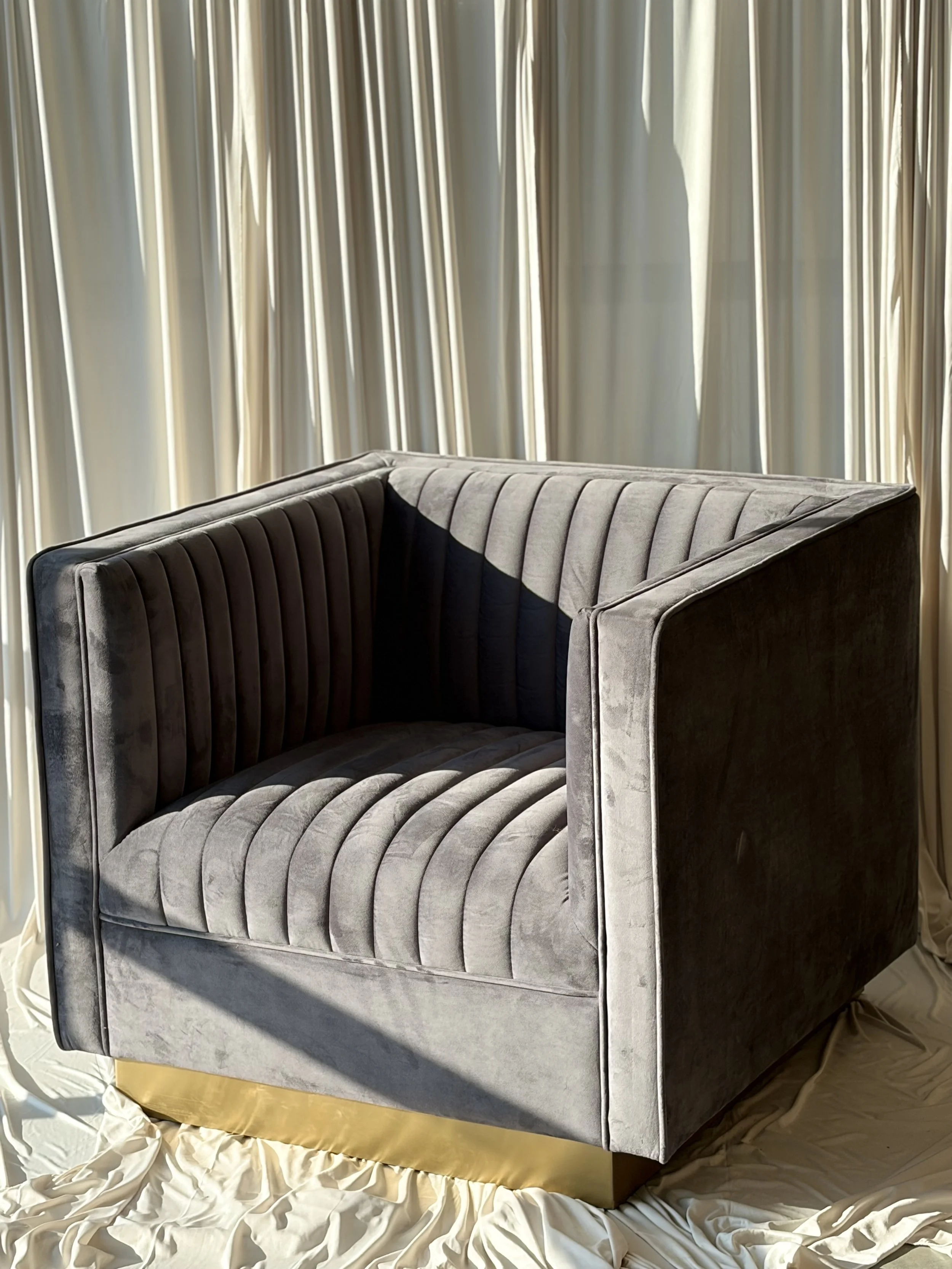 Grey Velvet Arm Chair