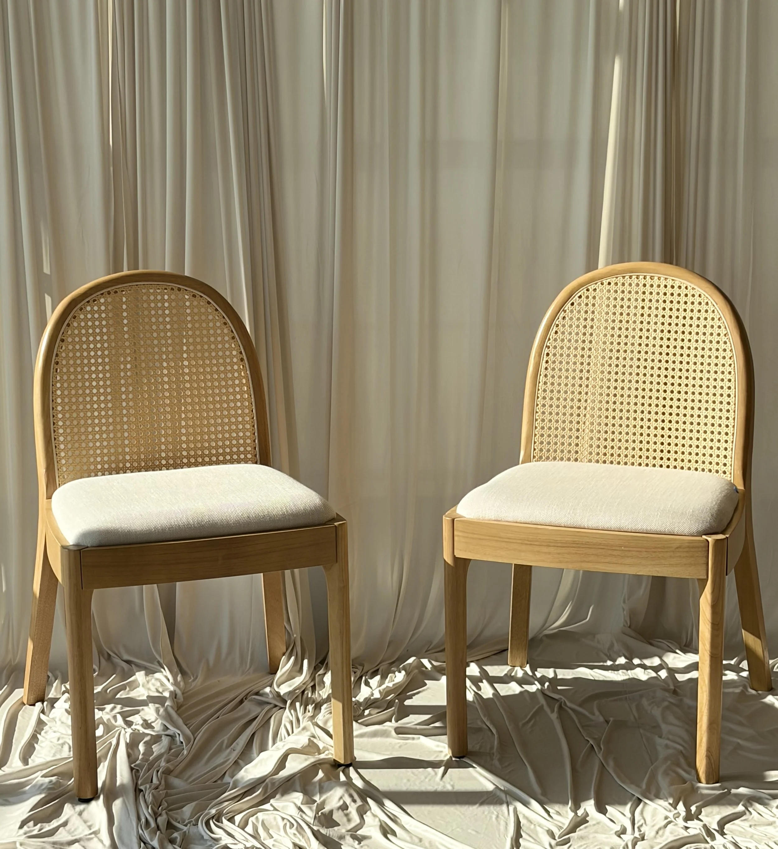 blonde wood rattan chair set.jpeg