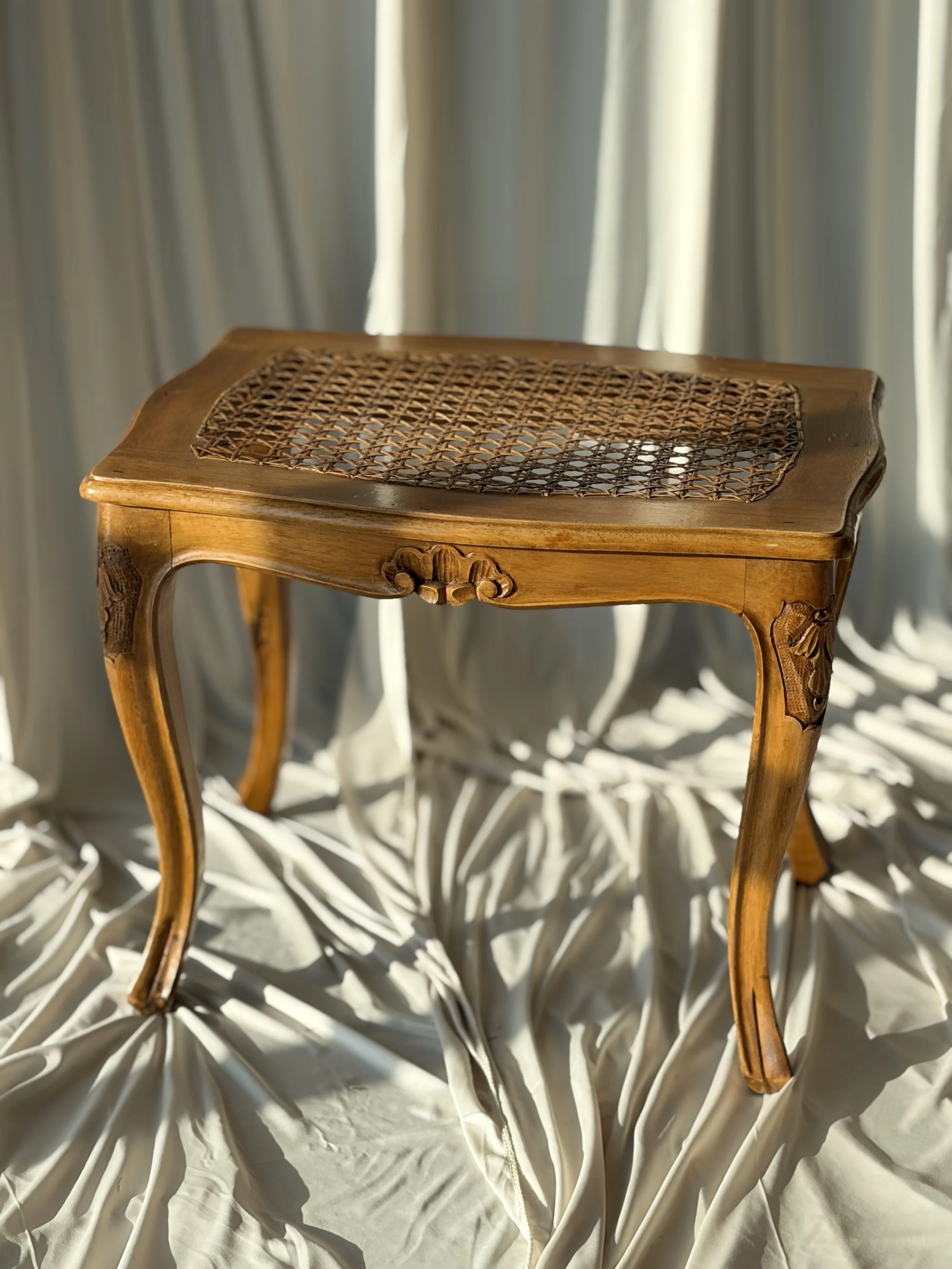 French Rattan Side Table