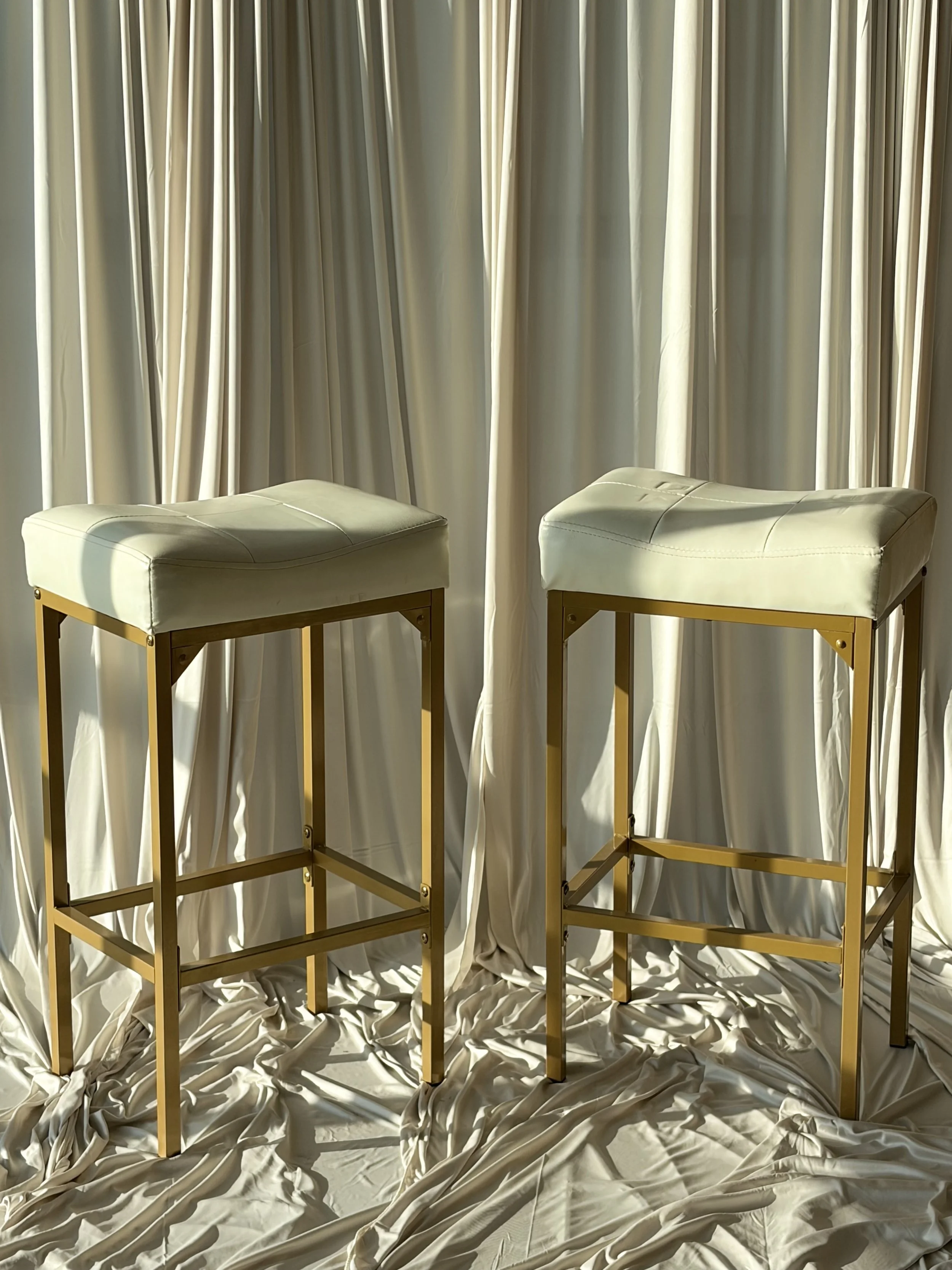 Contemporary White and Gold Stools