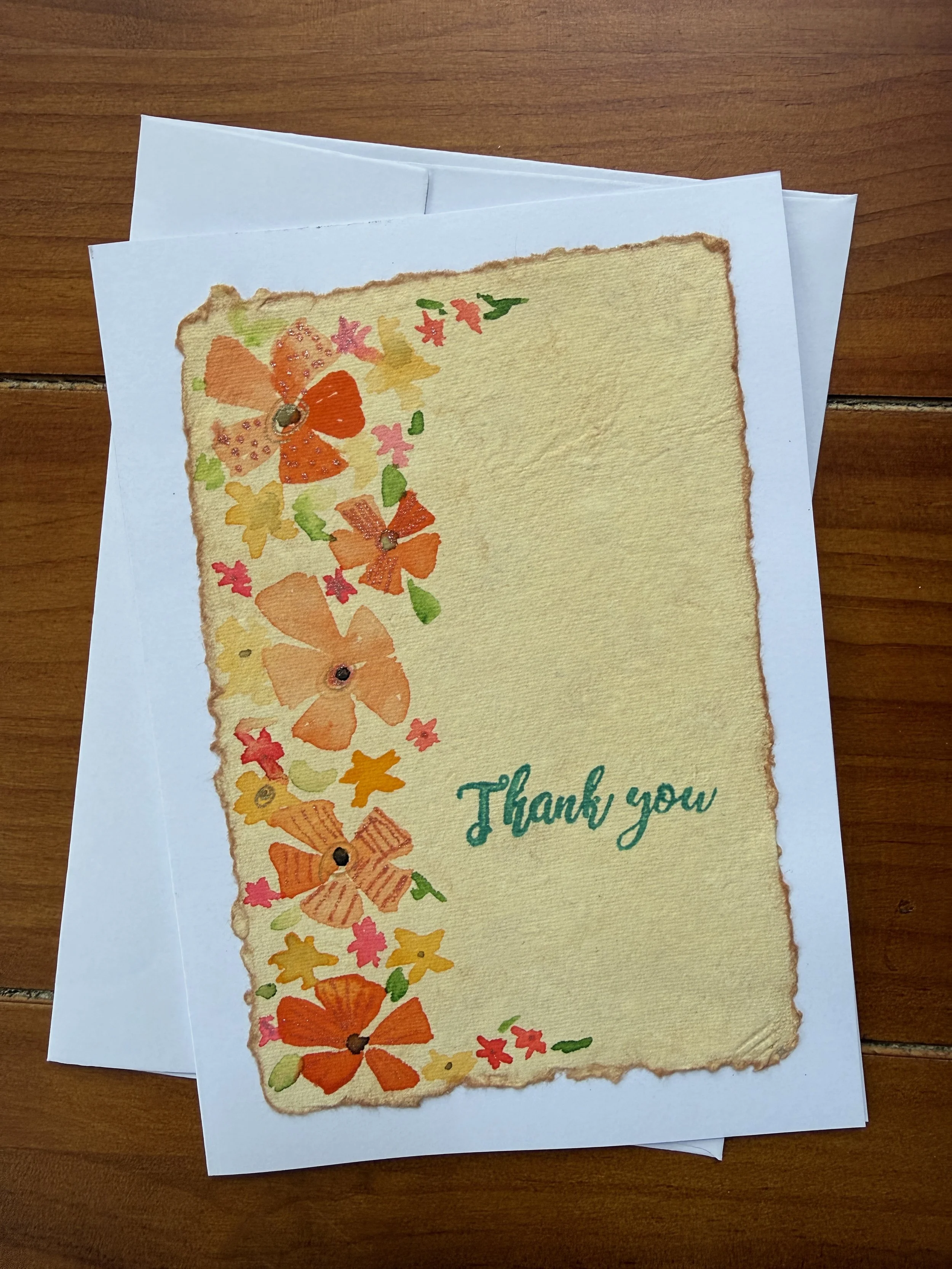Floral Thank You Card Original Watercolor 5x7