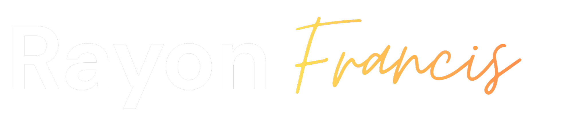 Logo with the text 'Rayon Francais' in stylized fonts, 'Rayon' in bold white and 'Francais' in yellow and orange script.