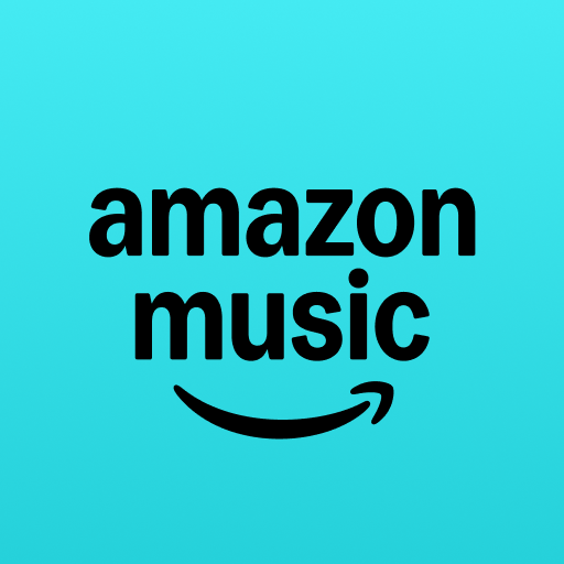 Amazon Music logo with black text on a blue gradient background.