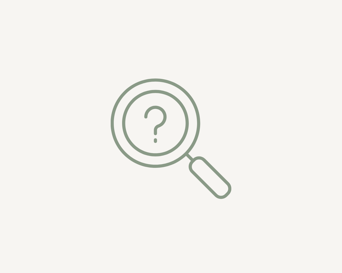 Magnifying glass with a question mark inside in the center, representing curiosity, learning and asking thoughtful questions.