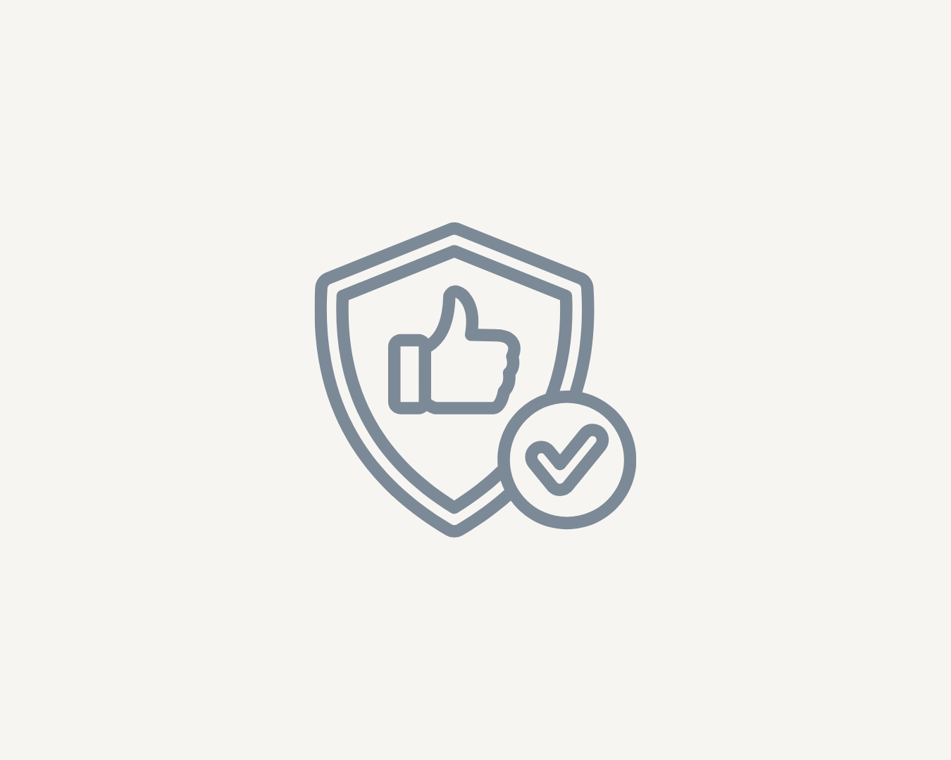 Shield with thumbs-up and checkmark icons, representing trusted, evidence-informed consultancy and practical advice.