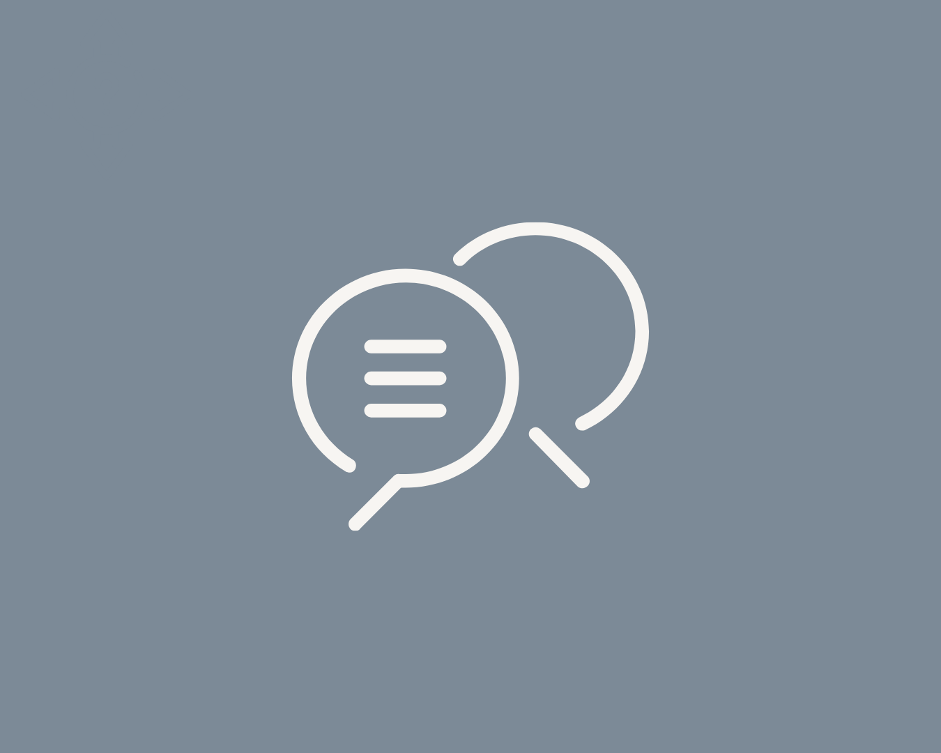 Icon of two magnifying glasses overlapping, one with a list inside, on a gray background.