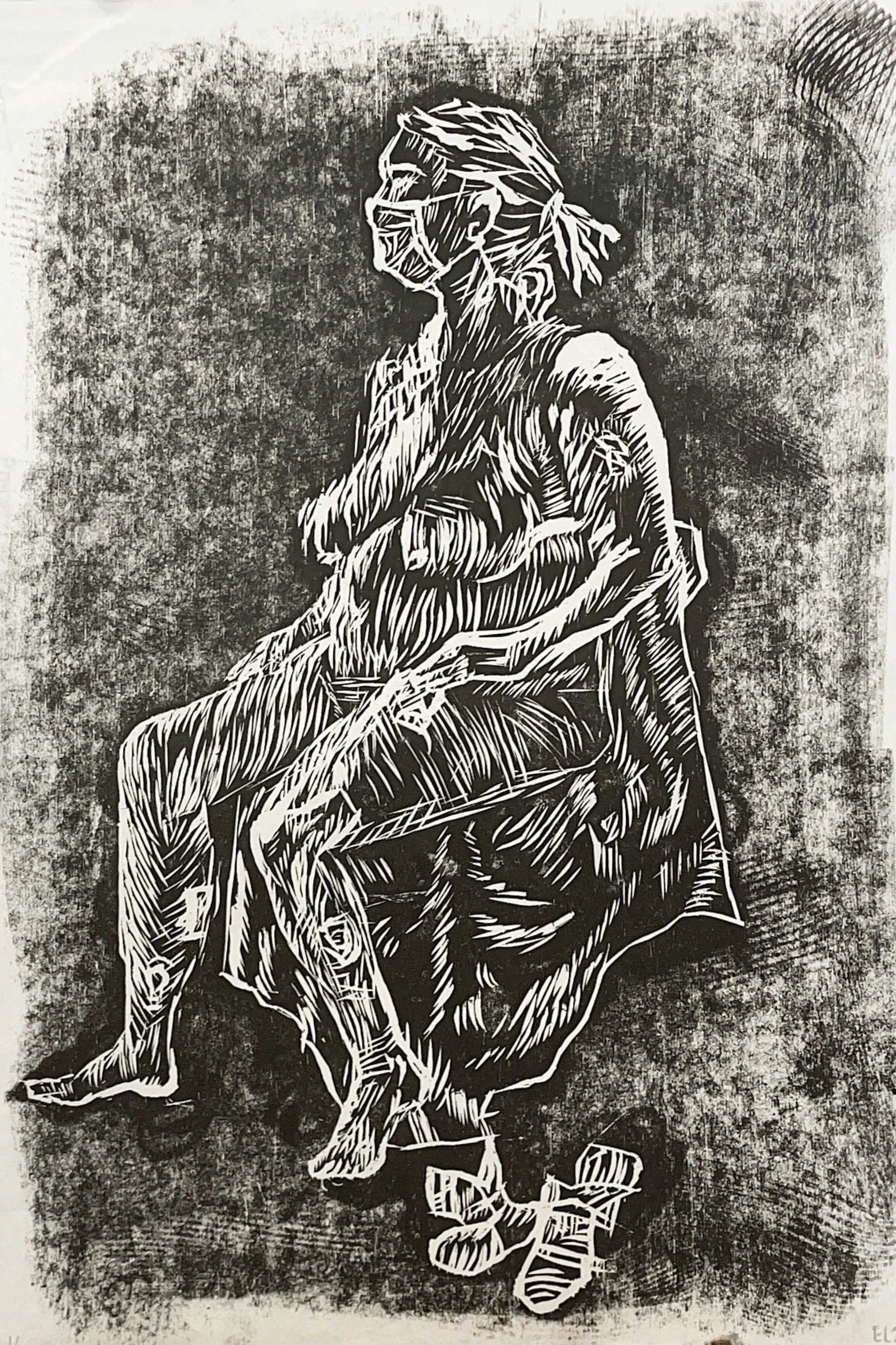 live model woodcut