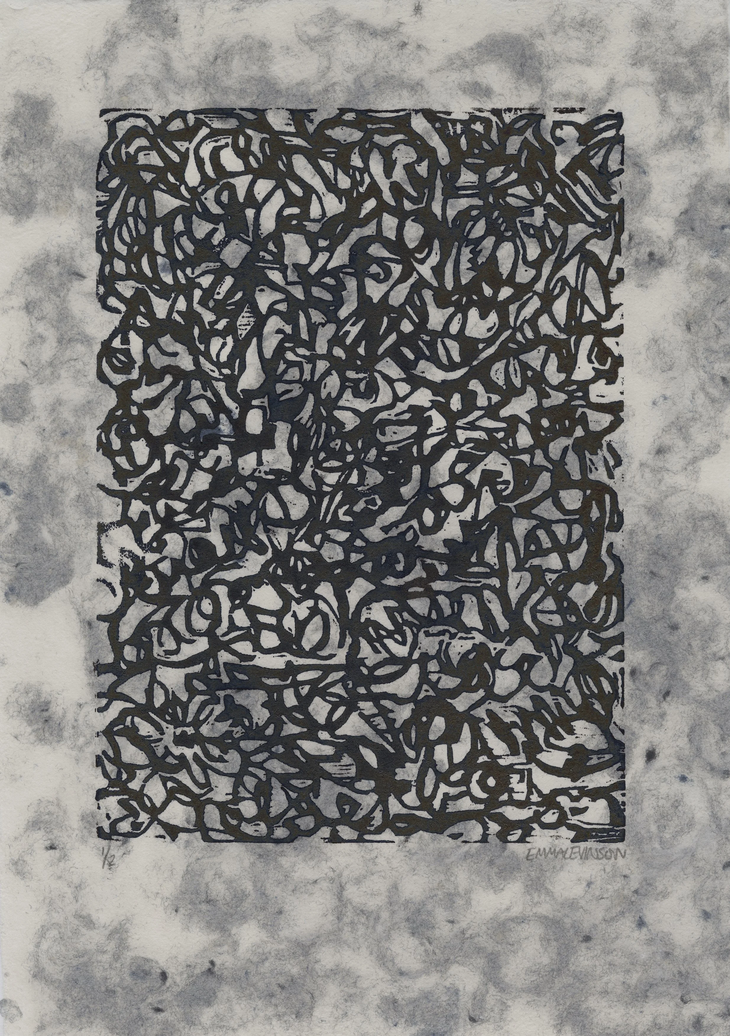 woodcut on handmade paper